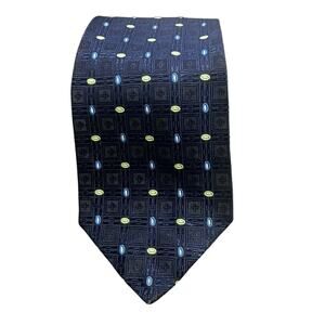 Hickey Freeman Collection Navy with green pattern Men Tie 100% Silk